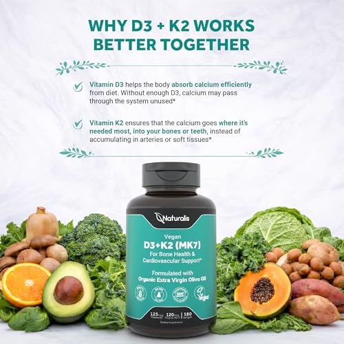 Image of Naturalis Vegan Vitamin D3K2 180 Softgels | Better Bone & Immune Support*