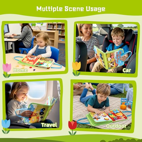 POIKSHARK Busy Board Montessori Toys for Toddler, Car Travel Activities Toys for Fine Motor Skills Development, Educational Preschool Sensory Busy Book for Kids, Best Gift for Boys & Girls - Image 6