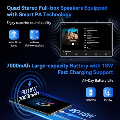 Image of ALLDOCUBE iPlay 60 Pro 11 inch Tablet, 90Hz Reflex 1920x1200 FHD Android 14 Tablet, 16GB(6+10)RAM+128GB+1.5TB Expand, MediaTek Helio G99 Octa-core, Widevine L1, 7000mAh, Quad Speaker, 4G /Wifi5, PD 18W