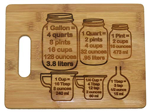 Mason Jar Kitchen Measurement Conversion Chart Personalized Monogram Cutting Boards Great Gifts for Wedding Housewarming and Anniversary Gift with Recipe Conversions Med 11 12 x 8 34 Rectangle