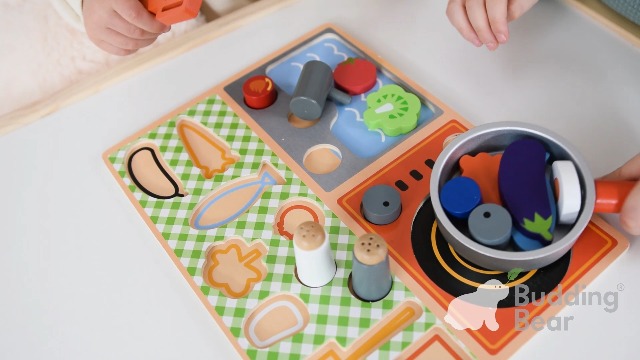Budding Bear Kinderküche Zubehör Holz Set - Tragbares Küchenspielzeug Holz für Kinder ab 3+ -Küchenzubehör Kinder Puzzle… – Bild 8