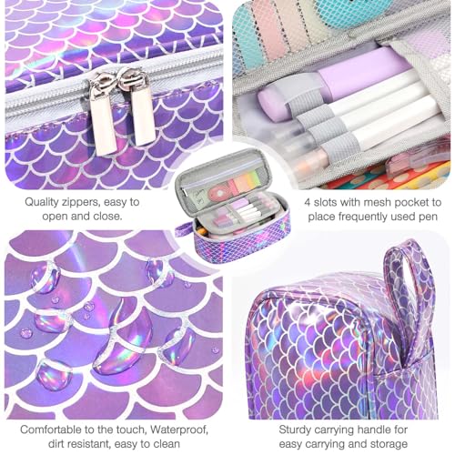 Image of Jcocylse Large Capacity Pencil Case Portable Pencil Pouch Bag School Supplies for College Students Girls Boys Adults(Purple-C)