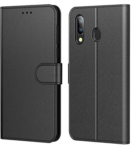 Tenphone Etui Coque pour Samsung Galaxy A40, Protection Etui Housse en Cuir Portefeuille Livre,[Emplacements Cartes],[Fonction Support],[Languette Magnétique] pour (Galaxy A40 (5,90 Pouce), Noir)