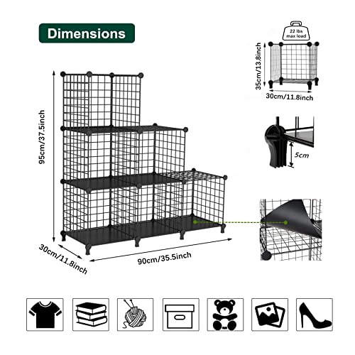 AWTATOS Wire Cube Storage Organizer, Closet Organizers and Storage, Metal 6 Cube Storage Shelves Bookshelf, Portable Closet Clothes Organizer for Bedroom, Home, Office, Black