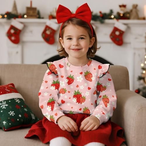 Youth Girls Fashion Ruffle Shirts Long Sleeve Crewneck Tops Stretchy Vintage Soft Blouses Lounge Wear for Child3