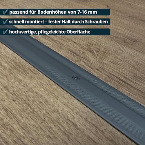 ufitec Profilsystem für Parkett- und Laminatböden - für Belagshöhen von 7-16 mm - viele Farben lieferbar (Übergangsprofil 33 mm Breit, Bronze Dunkel, 100 cm länge)