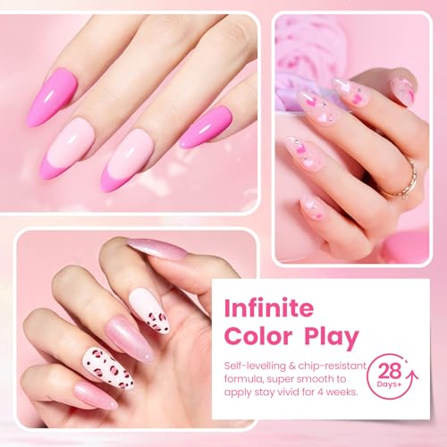 Image of Beetles Pink Gel Polish Set, 20 Colors Dare to Bare Gel Nail Polish | Hot Nude White Glitter Shade,Soak off Uv Led Manicure Kit, with 3Pcs Base&Top Coat for DIY Gift Women
