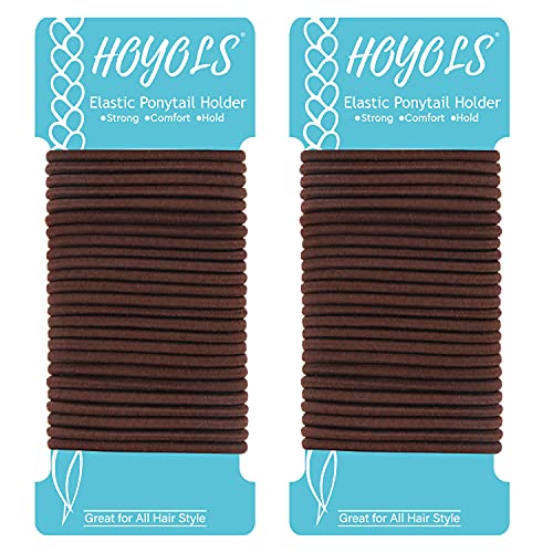 HOYOLS Lazos para el cabello, sin metal, trenzados, elásticos y gruesos, para mujeres, cabello grueso y fino, 50 unidades, 4 mm, 1/8 pulgadas, color marrón (ámbar brillante)