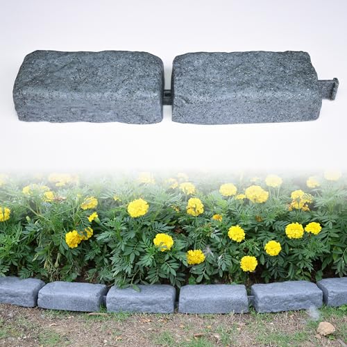 Landscape Edging Stone Landscape Edging Blocks Faux Stone Brick for Lawn Edging Flower Beds Driveway Yards 12 Pack 24 Bricks 15.5FT Kit Each 16.3 L x 3.5 W x 2 H