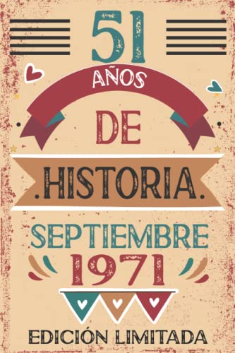 51 Años De Historia septiembre 1971: Libro de visitas, cuaderno, 110 páginas de felicitaciones, idea de regalo, regalo Para la esposa, novia, mujer, La madre