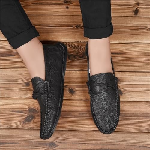 Mens Loafers Round Toe Moccasins Simple Vegan Leather Anti-Slip Flat Heel Resistant Party Slip-on2