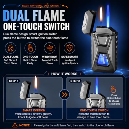Encendedor Dual de Llama Activado por Voz USB Recargable miniatura 4