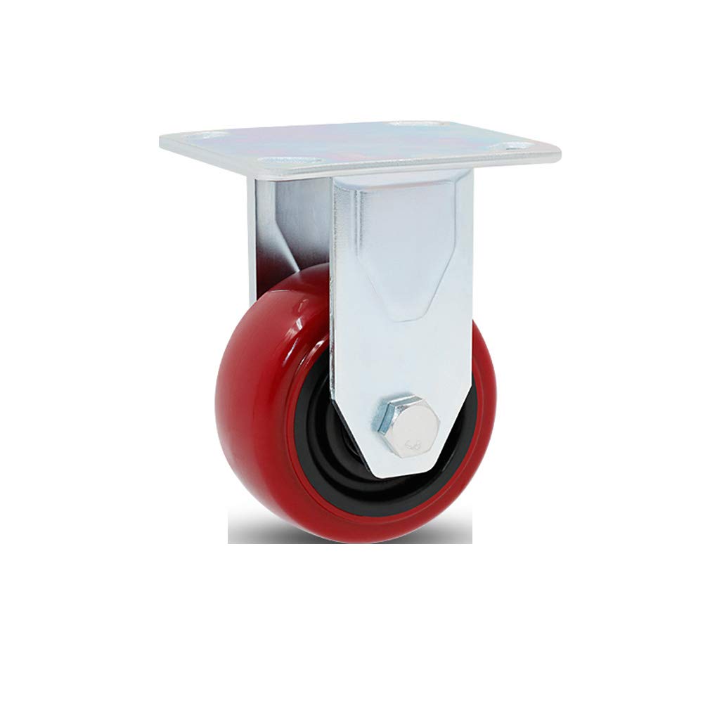 YUZGUHEY Heavy Duty Swivel Caster Wheels 1pcs Polyurethane Furniture Castor with 6202 Bearing for Large Trolley Flatbed(Fixed,4in)