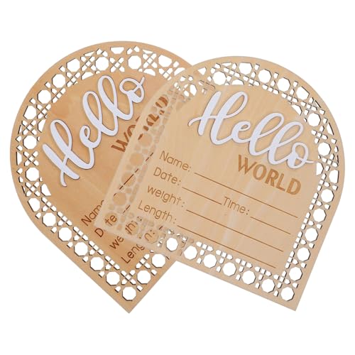 Totority Newborn Baby Name Sign Cards Arrival Sign 2pcs Wood Baby Name Announcement Board