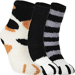 SATINIOR Cat Claw Socks Cat Sleep Fluffy Socks Cat Cozy Slipper Socks Winter Warm Socks for Women