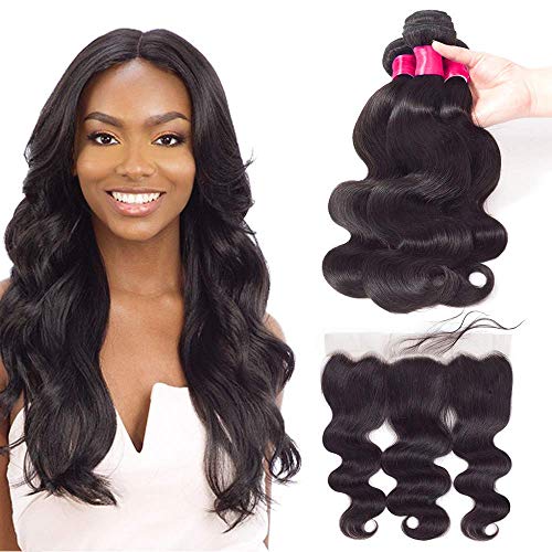 VRVOGUE Human Hair Bundles with HD Lace Frontal (24 26 28+ 22 Inch ) Body Wave Bundles With HD Lace Frontal for 13x4 Ear