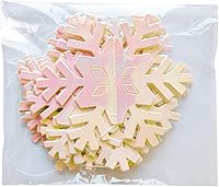 Vista 2 de 24 piezas de decoraciones de copos de nieve colgantes rosados 3D para Navidad, adornos de copos de nieve colgantes rosados con purpurina, guirnalda