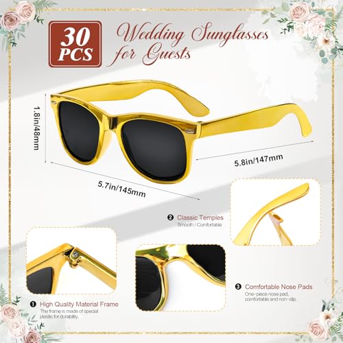 Pibupibu Wedding Favors for Guests, Metallic Gold Wedding Party Sunglasses Gifts Wooden Love Sign Decor Retro Square Glasses Bulk2