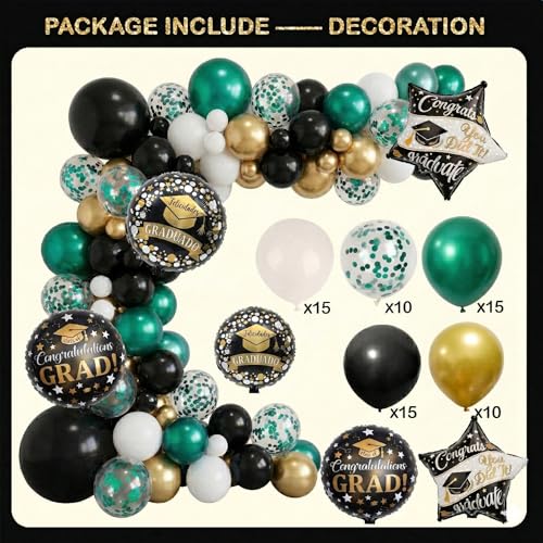Image of Black and Green Graduation Decorations Class of 2026 - Graduation Balloon Boxes, Balloon Arch Garland Kit, Party Decorations 2026 for Any Grades