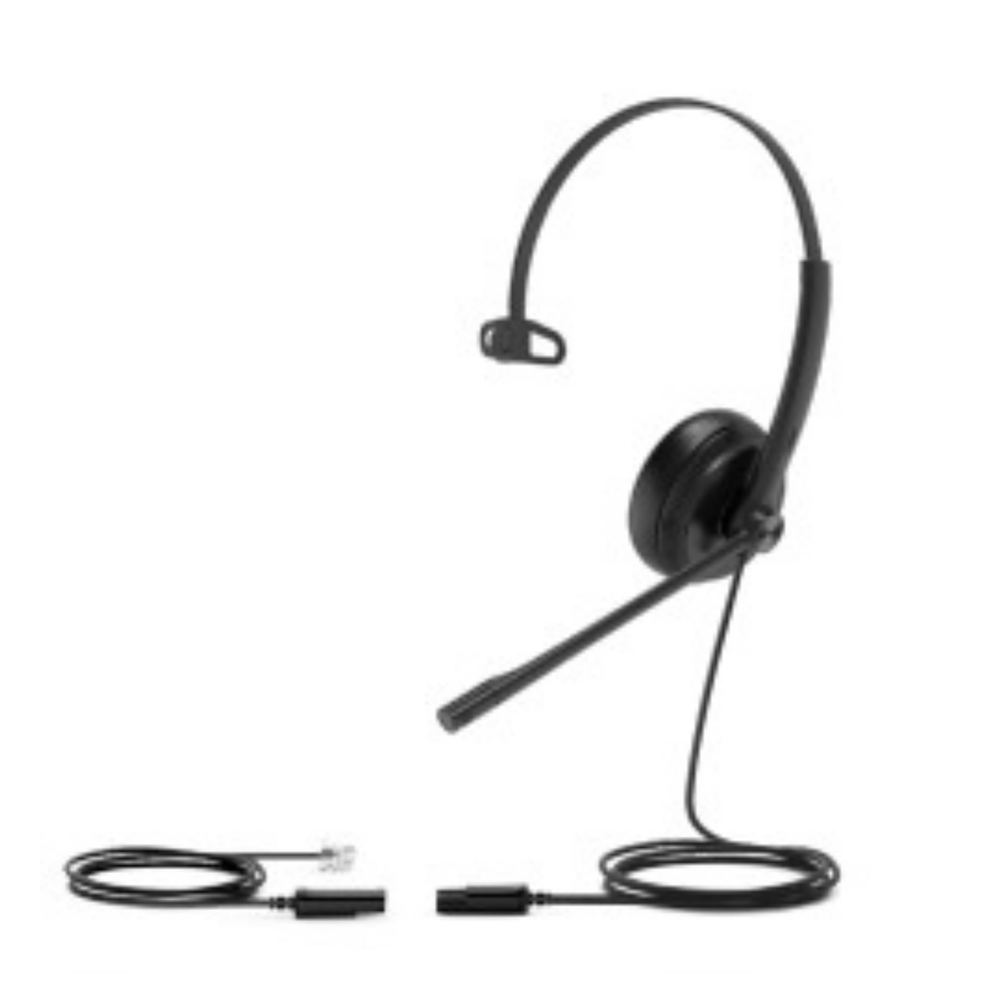 YEALINK YHS34 Lite Mono Casque monaural avec câble de Connexion rj Compatible avec Tous Les téléphones Fixes Yealink, Couleur Noire
