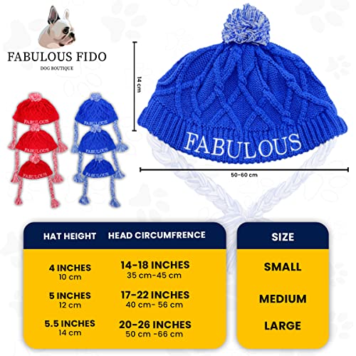 Fabulous Fido Dog Beanie – Adorable Dog Hat For Small Dogs – Organic Cotton Knitted French Bulldog Hat With Special Ear Holes – Red And Blue Hat For Dog With Tassel – Small, Medium, Large (Small, Red) #TOP2