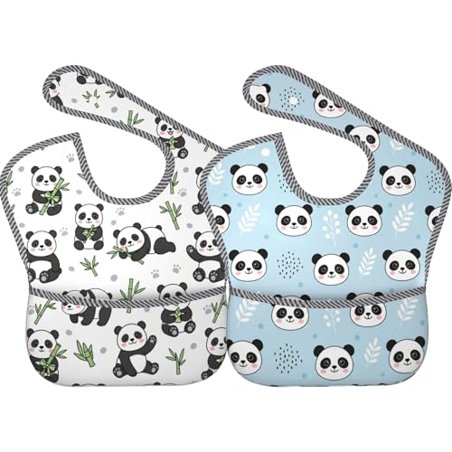 Image of Qwalnely Bibs Cute Baby Stuff 2Packs for 6-24 Months Waterproof Washable Fabric