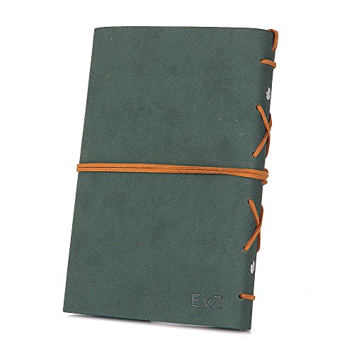 Evz Leather Writing Journal Notebook, 5 Inches Vintage Nautical Spiral Blank String Diary Notepad Sketchbook Travel To Write In, Unlined Paper, Retro Pendants, Classic Embossed, Dark Green #TOP1
