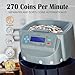 TANOSHII Coin Counter, Sorter, and Wrapper, Sorts up to 270 Coins Per Minute, Comes with 5 Sets of Preformed Wrapper.