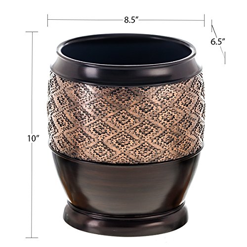Creative Scents Dublin Small Trash Can With Lid - Decorative Waste Basket, Durable Resin Slim Bathroom Covered Garbage Can Wastebasket Bin For Diaper/Paper (Brown) #TOP3