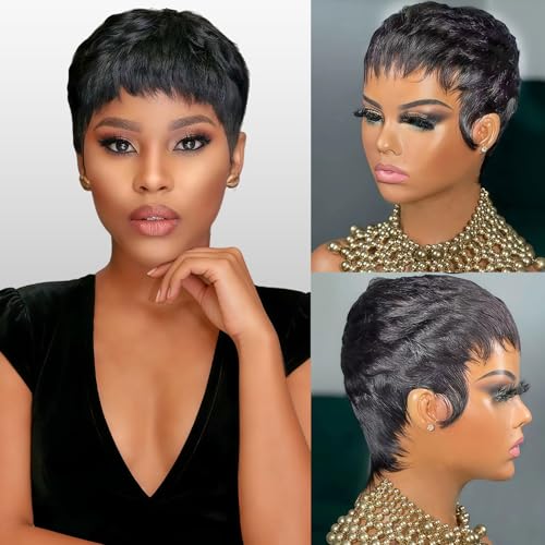 Pink Planet Short Layered Pixie Cut Wigs for Black Women