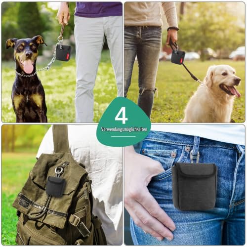 AEMIAO Hundetrainingstasche mit Magnetverschluss, klein, Trainingsbeutel für Hunde Pocket Size, Snack-Tasche für Hunde mit Karabinerhaken (Grau)