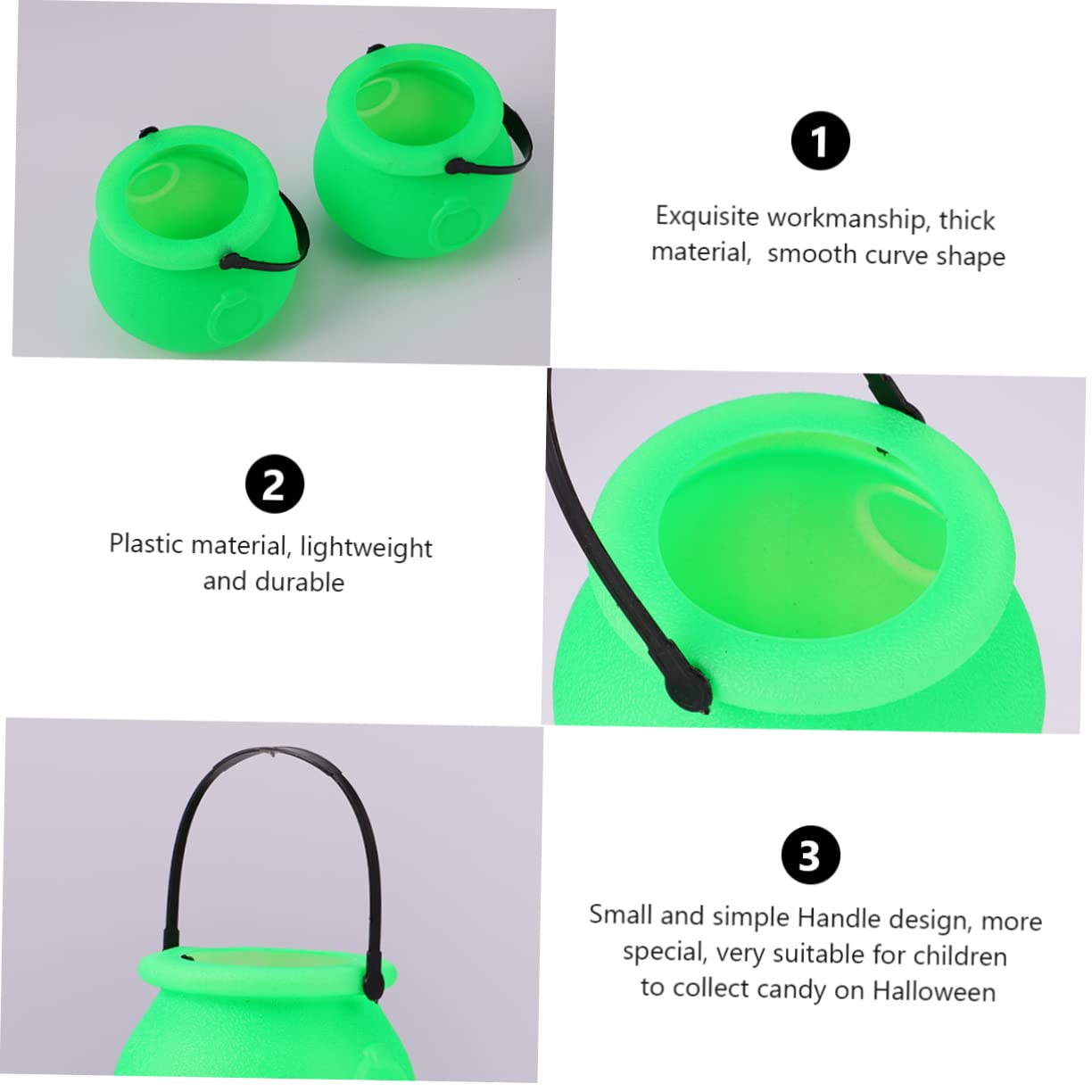 Abaodam 3 Set Secchio Strega Verde Halloween Gioco Di Ruolo Accessorio Cosplay Secchio Materiale 10 Pezzi * 3