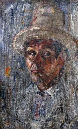 Peinture à l'huile Scratched Self Portrait l'émotion de 1960