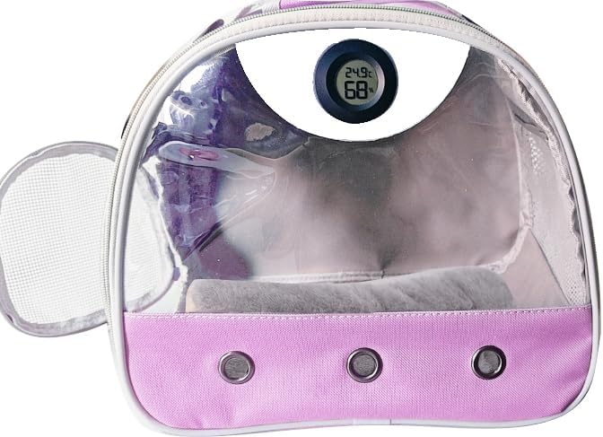 Bearded Dragon Travel Carrier with Reptile Thermometer and Humidity Gauge Lizard Travel Cage Space Capsule Clear Bubble Window Astronaut Reptile Carrier Bag for Ball Python