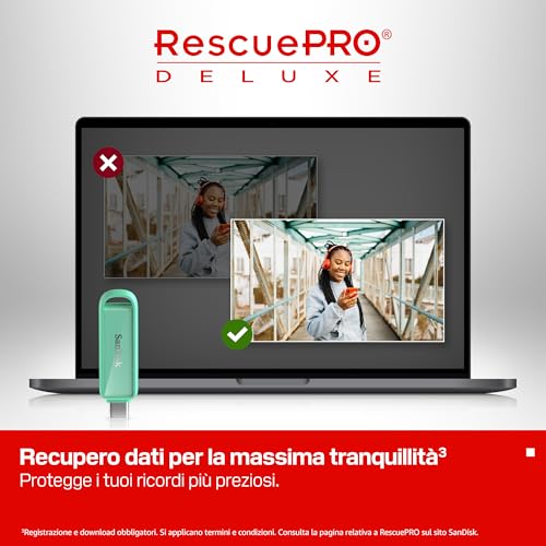 Unità per telefono con USB Type-C 512 GB (per smartphone, tablet e computer, velocità fino a 150?MB/s, backup automatic, recupero dati) - Seafoam Green - Chiavetta USB - Immagine 6