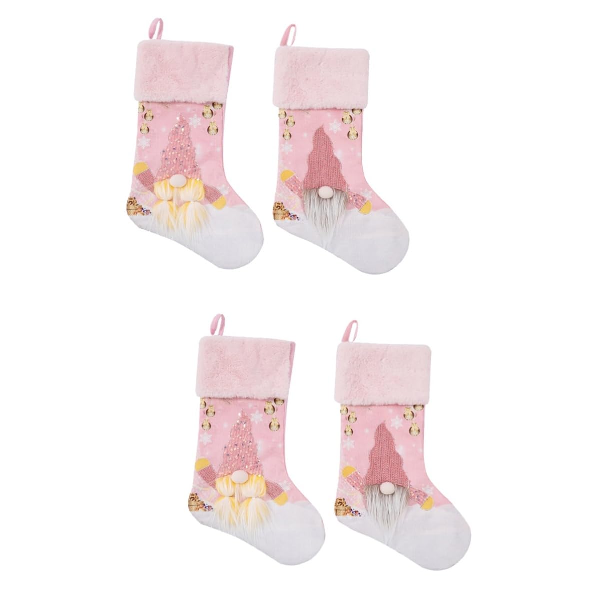 Décoration sapin de Noël avec chaussette de Noël lumineuse rose porte-bonbons