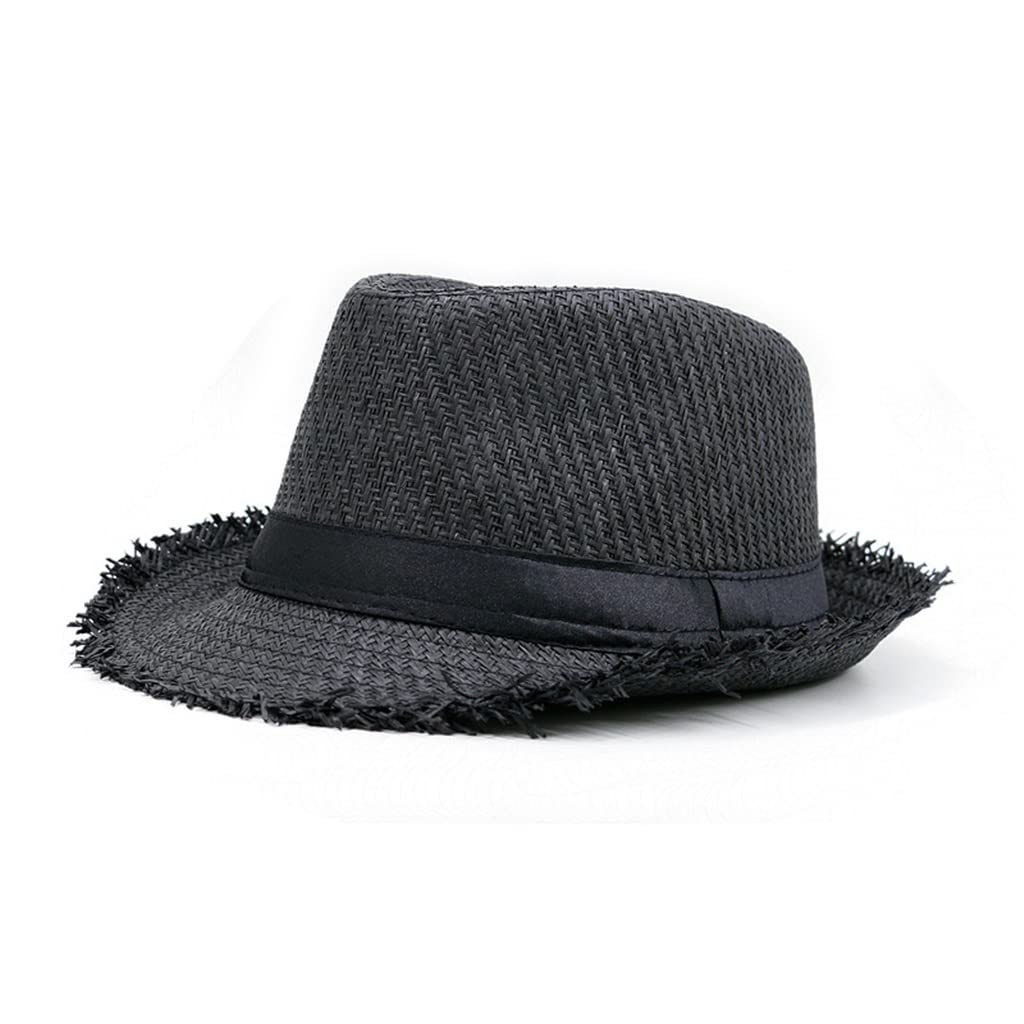 Men Beach Men Summer Panama Cap Invention Trilby Fedora Hat Male PROTECCIÓN UV Brim Sombrero (Color: Black-Soul Eater1, Tamaño: 56-58 cm)