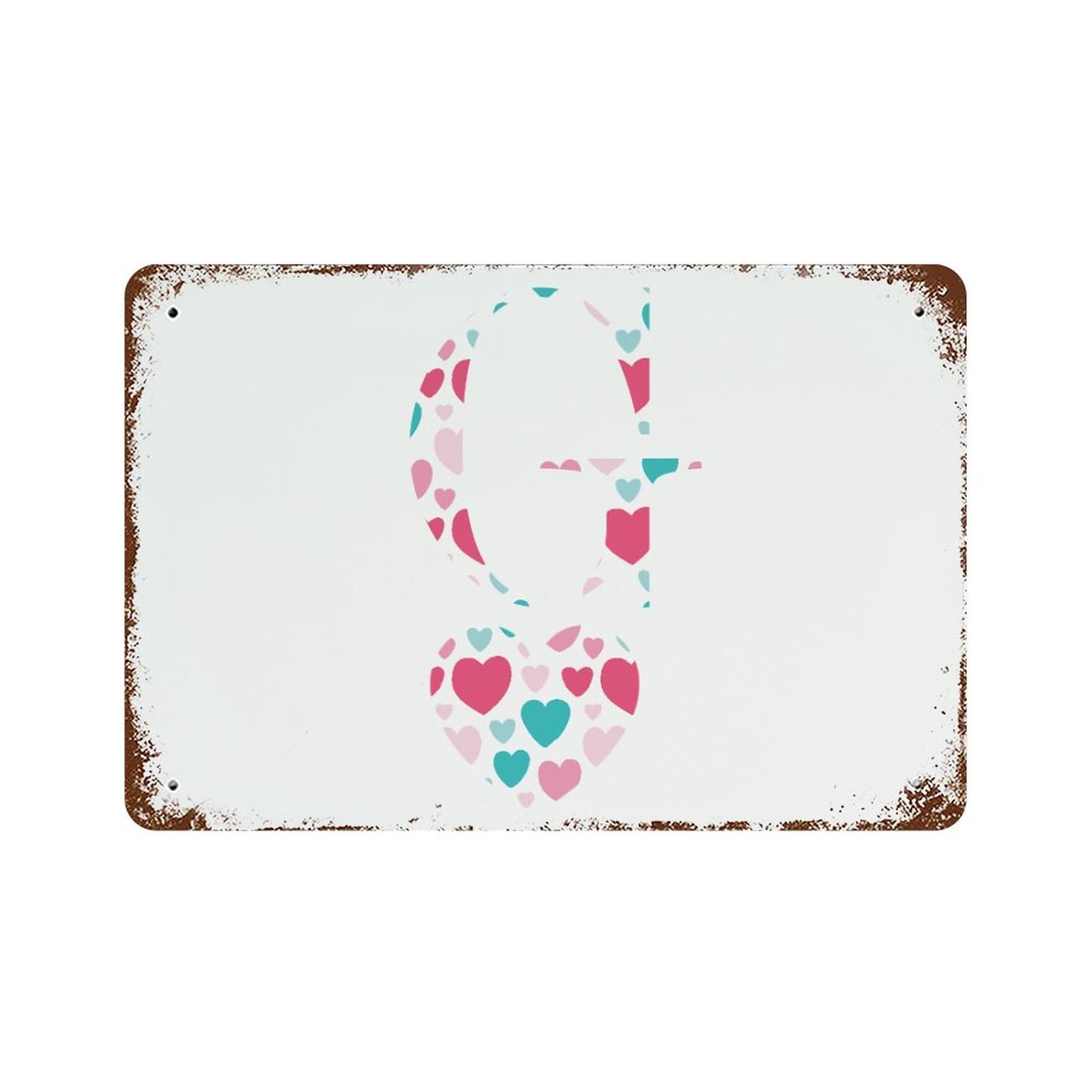 Panneau cœur alphabet floral G cadeau couple pour ferme et jardin