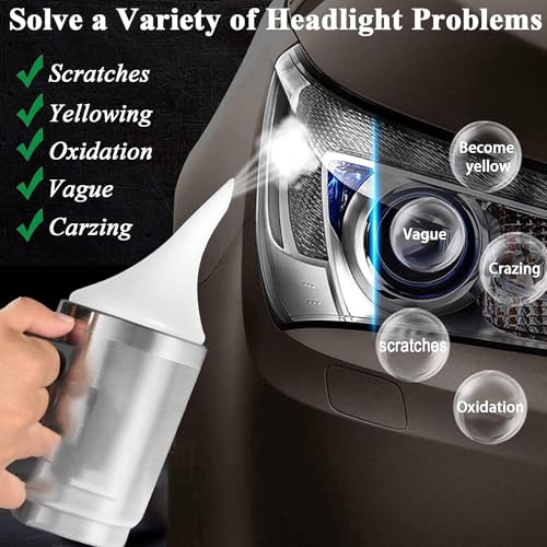 Image of Pmbqifay 200ML Headlight Restoration Liquid, Car Headlight Repair Fluid, Headlight Repair Polish Kit Refill Bottle for Repair Headlight Yellowing, Haze, Oxidation, Scrashes