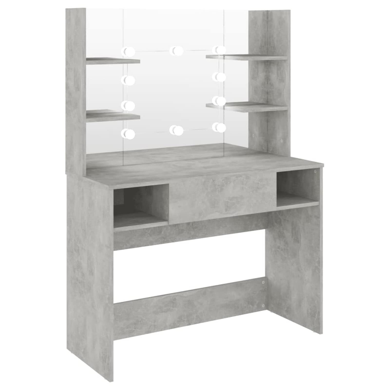 Homgoday Stół do makijażu z oświetleniem LED, 100 x 40 x 135 cm, MDF, beton, szary