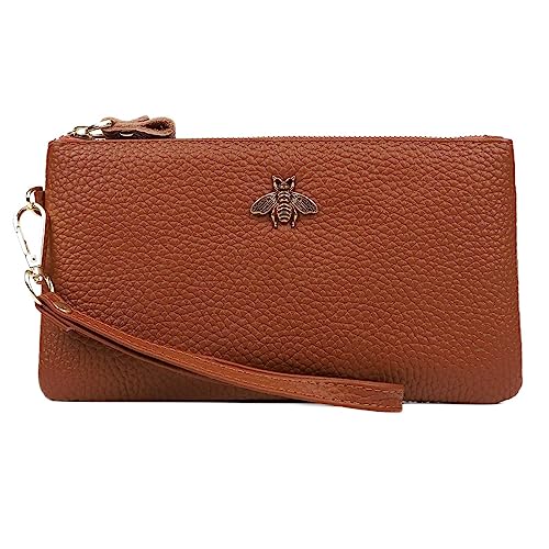 Image of imeetu Wristlet Wallets for Women, Wristlet Clutch Purse, Phone Wallet | Genuine Leathe Wallet Women, Lightweight Water-resistant Long Wallet with Wrist Strap, Zip Coin Pocket, Gift Box, Bee Decor