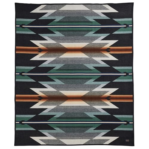 Image of Pendleton Jacquard Unnapped Twin Blanket, 64 x 80 in, Heirloom Virgin Wool