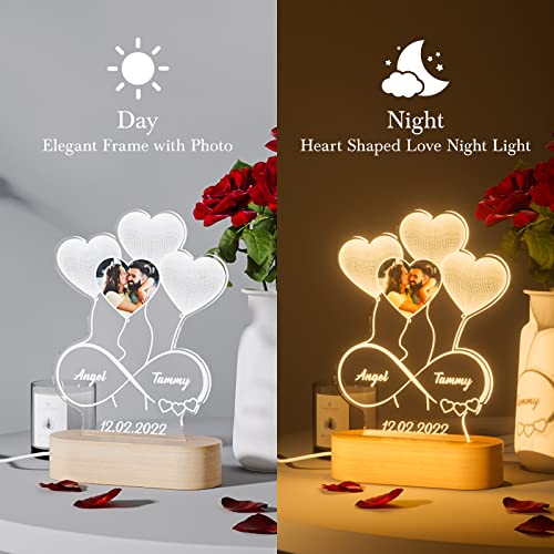 Albk Personalized 3D Illusion Lamp Heart Ballon Night Lights With Picture Sign For Couples, Custom Photo Lamp Light Up Led Light For Girlfriend Wife Valetine's Day Anniversary #TOP1
