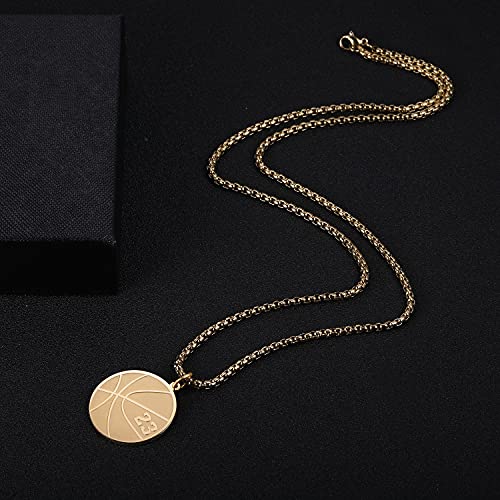 Collar de baloncesto de acero inoxidable chapado en oro con colgante de número para niños 4