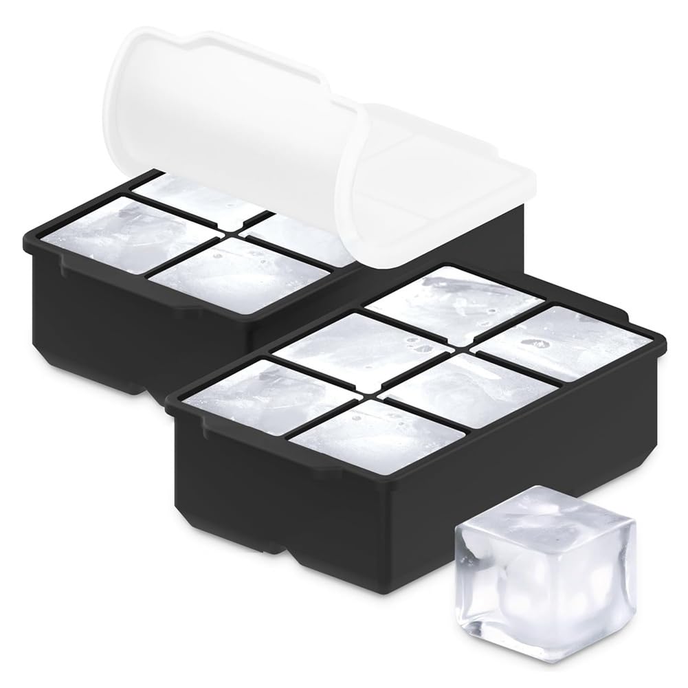 CTRLZS KitchFort for Freezer-Friendly Whiskey Silicone Mold-2-Pack Large Tray Ice Storage Function