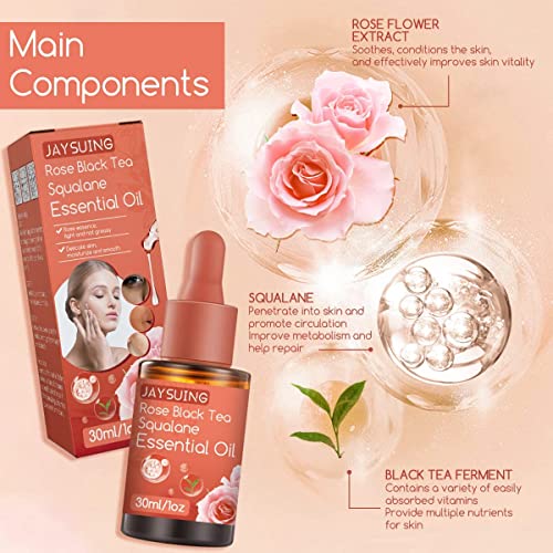 Rose Black Tea Squalane Essential Oil, Rose Black Tea Essential Oil, Anti-Aging Anti-Wrinkle Serum Moisturising Serum (3Pcs) #TOP2