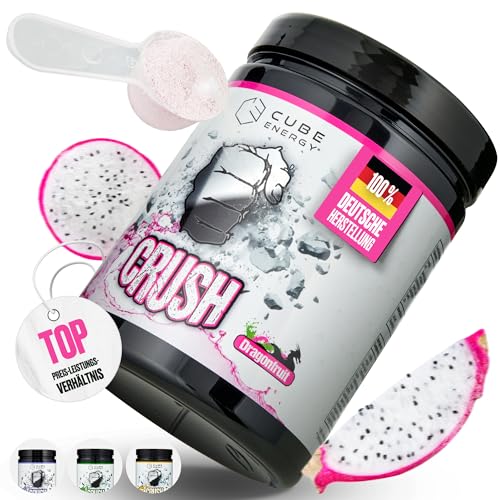 Cube Energy Crush - Pre Workout Booster, Fokus & Pump Formel, 550g, 22 Portionen, 300mg Koffein pro Portion, mit L-Arginin + L-Citrullin und Beta Alanin, im Geschmack Dragonfruit