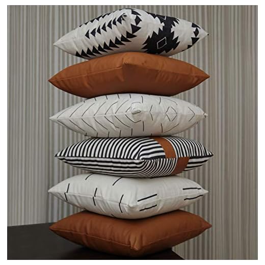 EFOLKI Boho Decorative Throw Pillow Covers for Couch and Bed 18x18 Set of 6 - Farmhouse Living Room Home Decor (Boho White)