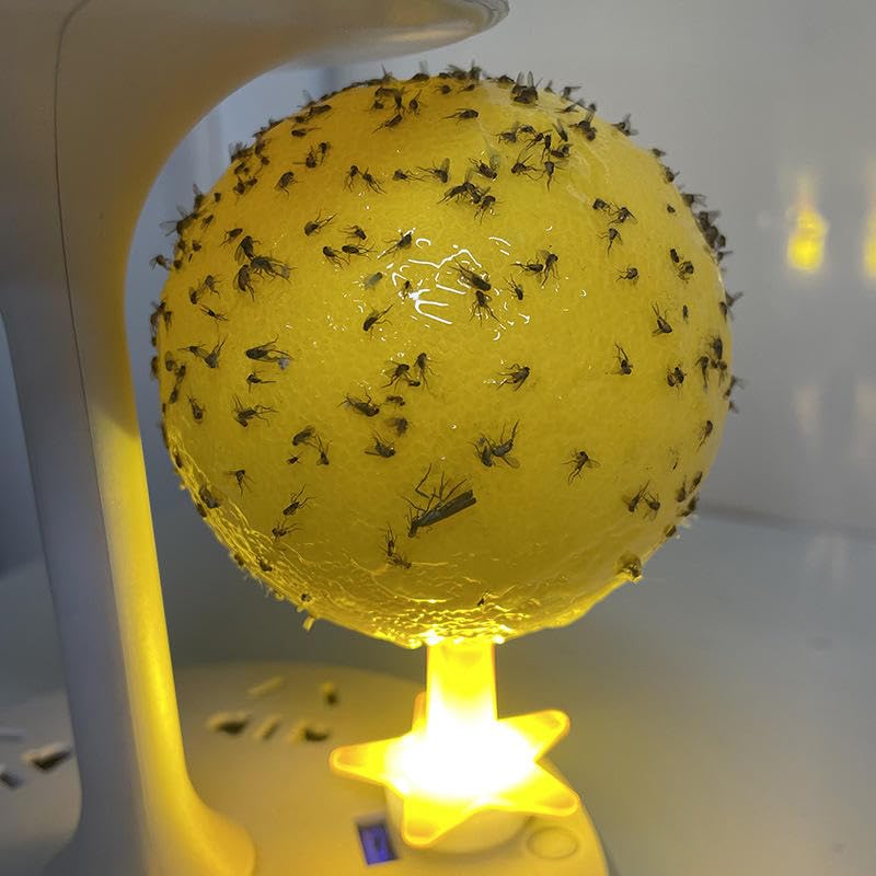 VIVITO USB Fly Trap Balls | Yellow Sticky Fruit Fly Trap with LED Light Attractant | Plug & Play USB Insect Catcher for Flies, Fruit Flies, Gnats, Mosquitoes & Pest Control (Multicolor- Pack of 1)