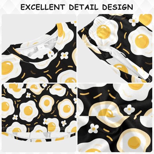 Fried Eggs Flower Soft Pajama Set for All Seasons,Breathable Pjs Long Sleeve Sleepwear,Comfy Loungewear 2 Piece Underwear Set 3T3